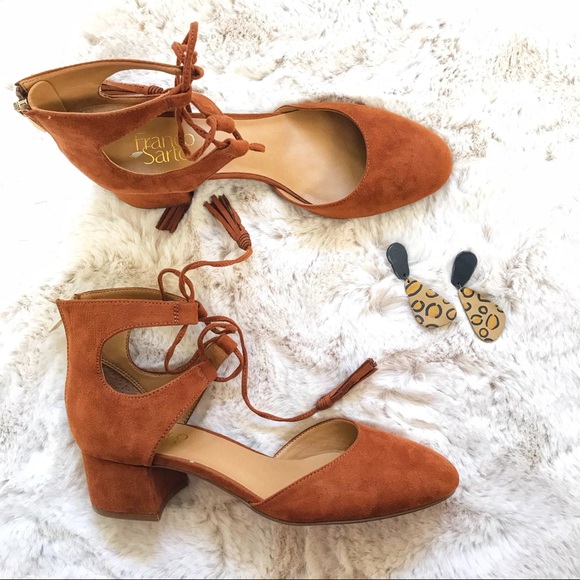 Franco Sarto Tan lace up chunk heel - Picture 2 of 6